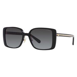 New COACH Ch562 Black Square HC8375 50028G Sunglasses Women